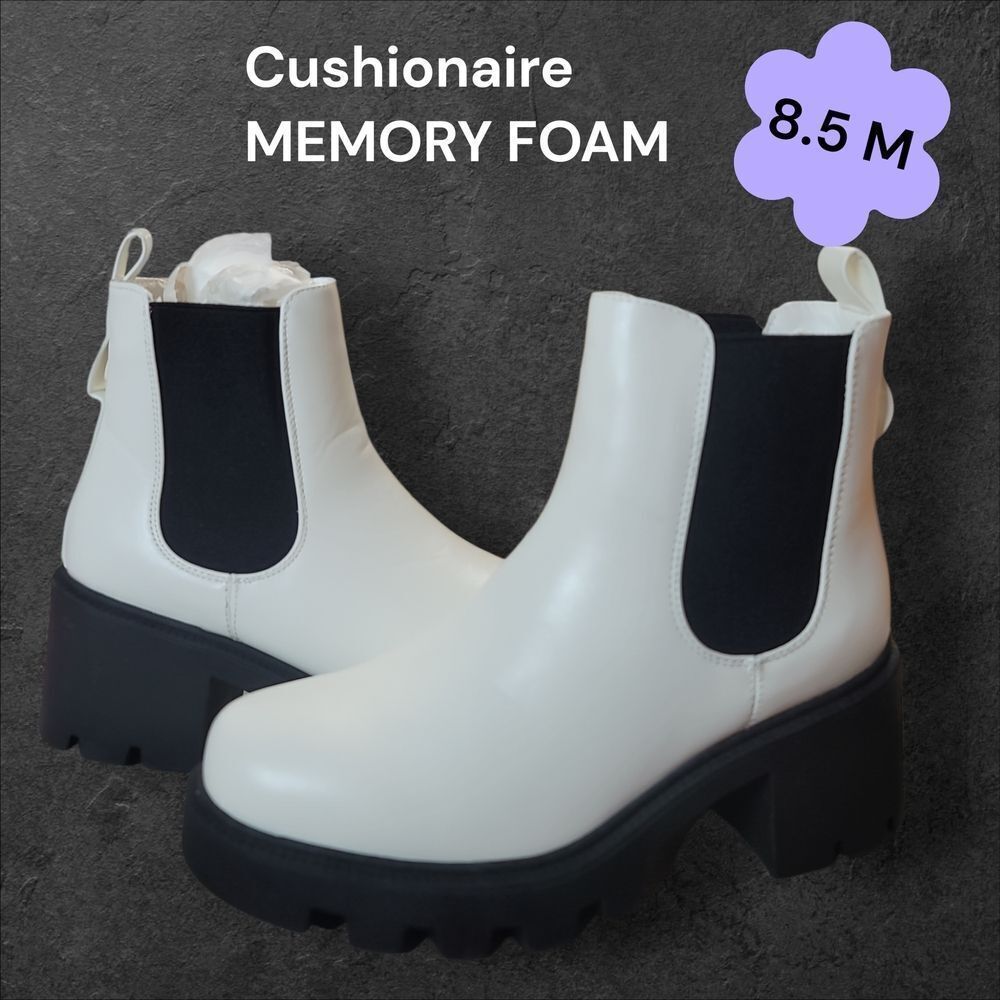 Cushionaire Women's Julie White Ankle Boots with Memory Foam NWOT 8.5M